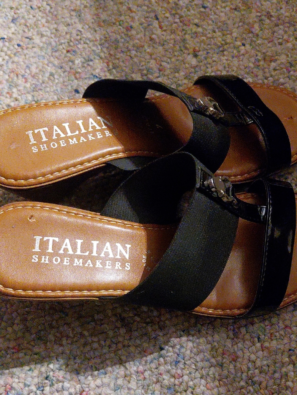 Italian Shoemakers Black and Brown Slide Mules